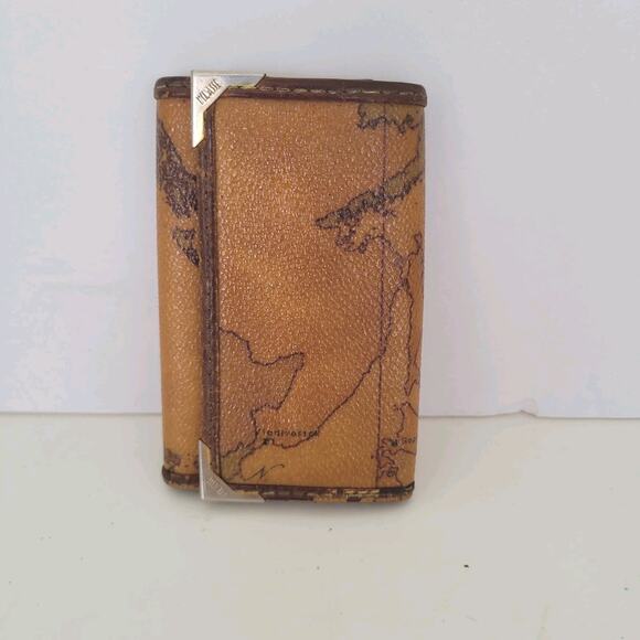 ALVIERO MARTINI 1° CLASSE Wallet Key Case Geo 6 hooks Holder Map Leather Italian - Picture 1 of 10